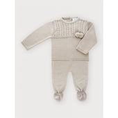 Sardon Baby Beige Knitted Pom Pom Jumper and Legging Set